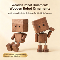 Robot en bois créatif et écologique, sans plomb, pour la maison, la voiture, les bijoux, l'aromathérapie, avec jambes qui bougent, en bois massif