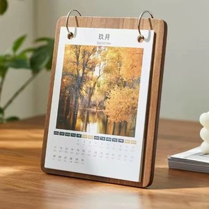 Wooden <b>Calendar</b> Stand Solid Wood Base Desktop Ornament Creative Design For Office Home Use - Product Image 1