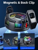 Ventilateur de refroidissement RGB avec écran numérique, support magnétique pour jeux mobiles, radiateur en ABS pour gestion thermique du téléphone, bleu (modèle Diary)
