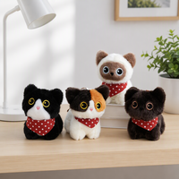 Porte-clés chat en peluche mini mignon, chaton siamois noir moelleux et duveteux, breloque de sac, pendentif jouet en peluche pour machine à griffes