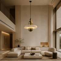 Mini Lustre LED Nordique en Marbre avec Finition Dorée, Angle de Faisceau à 360°, Plafonnier Minimaliste pour Villa