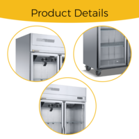 Réfrigérateur commercial vertical à double porte, refroidi par air, dégivrage automatique, contrôle de température 2-8°C, pour boissons et aliments