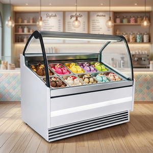 AFS Equipments Ice Cream Counter 805x670x360mm Stainless Steel Automatic Defrost Display Cooler Worktop <b>Refrigerator</b> - Product Image 2