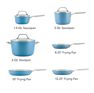Juego de Ollas de Cocina Antiadherentes de 9 Piezas, de Aleación de Aluminio Moderno, con Tapas de Vidrio y Asas de Acero Inoxidable, Aptas para Lavavajillas y Horno, para Cocina de Gas - Product Image 3