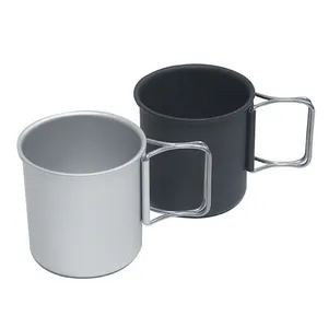 Custom Logo Bulk Coffee Mugs Travel Coffee Water Cup with Folding Handles Aluminum Alloy Durable Outdoor Cup for Camping