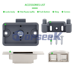 आयताकार आकार धातु हैंडल Rv कारवां मोटरहोम ड्रॉअर के लिए पुश बटन लैच - Product Image 6