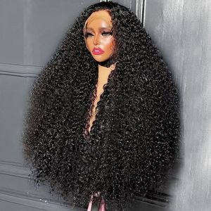 Perruque bouclée en cheveux de vison brésilien <span class=keywords><strong>super</strong></span> double tirés, Remy, pour dentelle frontale, sans colle, nœuds décolorés HD, longue longueur - Product Image 1