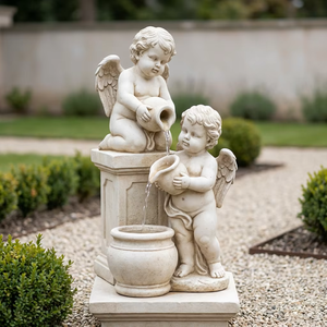 Fontana a Colonna con Angelo in Resina, Vaso Decorativo da Interno, Schermo LED, Impermeabile, Ecologico, Art Déco per <span class=keywords><strong>Giardino</strong></span> - Product Image 1