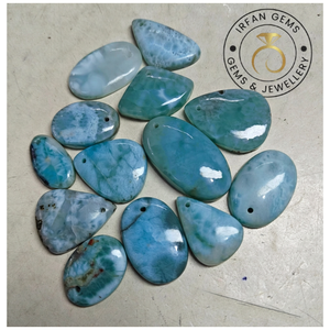 ลาริมาร์สีน้ำเงินเกรดสูง ทรงคาโบชอง 100% ลาริมาร์ธรรมชาติ  ทำด้วยมือและขัดเงาสำหรับทำเครื่องประดับหรือเป็นของขวัญสำหรับเธอ คริสตัลลาริมาร์ - Product Image 4