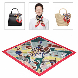 Pañuelo <span class=keywords><strong>de</strong></span> Seda con Estampado Artístico <span class=keywords><strong>de</strong></span> Caballo Abstracto para Mujer, 90cm Cuadrado, Decoración para Cuello y Bolso <span class=keywords><strong>de</strong></span> <span class=keywords><strong>Paja</strong></span>, Chal Personalizado - Product Image 1