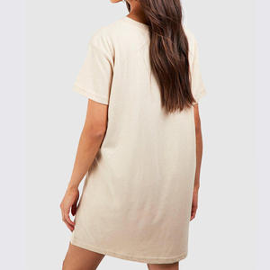 Базовая негабаритная хлопковая футболка платье Женская Повседневная Высококачественная футболка с круглым вырезом Длинная женская - Product Image 2