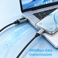 Câble USB C vers C 100W avec affichage LED de la puissance, charge rapide PD 5A, en alliage de zinc et nylon tressé, 480 Mbps pour MacBook, ordinateur portable et tablette