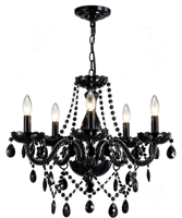Lustre vintage noir en cristal avec bras ornés, lumière sombre glamour pour salle à manger, chambre à coucher, hall d'hôtel