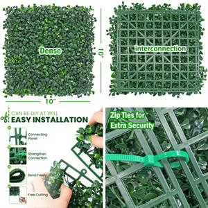Mur végétal décoratif pour jardin, clôture en herbe synthétique, feuillage vert, plantes artificielles pour la décoration murale - Product Image 4