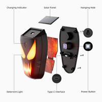 X-PEST AR50 Lot de 2 Lampes à Flamme Clignotantes Rouges pour Repousser les Sangliers/Renards, Répulsif pour Animaux Sauvages, Alimenté par Énergie Solaire
