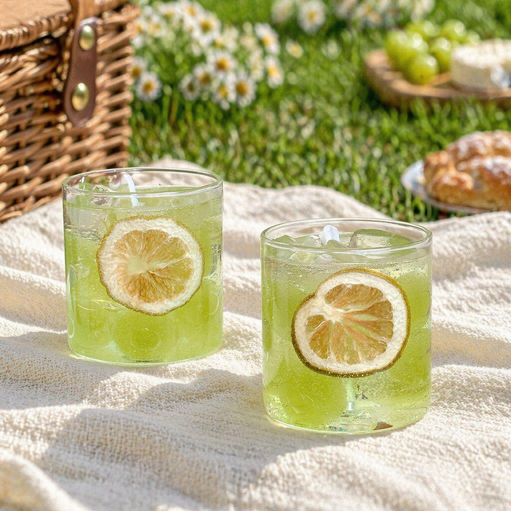 Eau pétillante citron vert raisin vert
