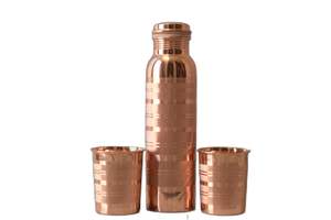 Bouteille d'eau en cuivre pur faite à la main conception en relief foncé étanche avantages pour la santé stockage personnalisé Portable 900 ML marque MHQ - Product Image 5