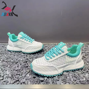Zapatos Deportivos Blancos con Cordones de Malla y Detalles Verdes, Transpirables, con Entresuela Ligera de EVA y Suela de Goma, para Todas las Temporadas - Product Image 3