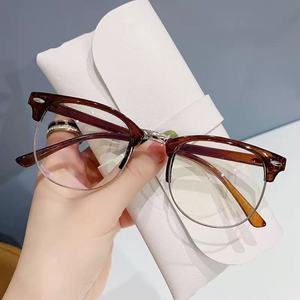 Lunettes optiques Mi Studded demi-cerclées, verres Plano, monture moyenne, design ovale unisexe, verres en acétate, origine Taizhou, référence 3016 - Product Image 4