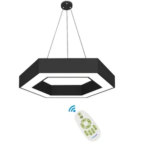 원격 제어 펜던트 조명 48W 육각 모양의 아크릴 LED 교수형 램프 사무실 회의실 체육관 조명 펜던트 램프
