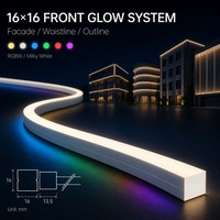 Bande lumineuse LED en silicone étanche IP65 1616, éclairage linéaire flexible à émission supérieure/latérale pour éclairage extérieur courbé