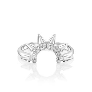 Gemnel Großhandel Schmuck Vergoldeter Messingschmuck Messingschmuckhersteller Zirkon-Schmuck 18k Gold Neuester Sonnen-Spike-Ring - Product Image 4