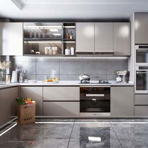 SANTOPOVA l Shaped Modular Sliding Doors Modern Electric champagne Lacquer White Acrylic Kitchen Cabinet - Product Image 6