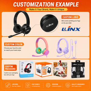 <span class=keywords><strong>Casque</strong></span> <span class=keywords><strong>de</strong></span> bureau <span class=keywords><strong>filaire</strong></span> USB <span class=keywords><strong>haut</strong></span> <span class=keywords><strong>de</strong></span> <span class=keywords><strong>gamme</strong></span> Linx avec micro ENC à réduction <span class=keywords><strong>de</strong></span> bruit pour centres d'appels informatiques - Product Image 4