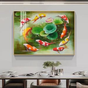 Pintura de Peces Koi de Porcelana de Cristal de Lujo Lucky Koi, Arte Moderno, Cuadros Decorativos para Sala de Estar y Hogar - Product Image 3