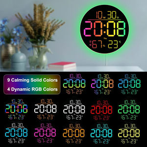 <span class=keywords><strong>Horloge</strong></span> murale intelligente à grand écran LED <span class=keywords><strong>numérique</strong></span> avec affichage de la <span class=keywords><strong>date</strong></span>, veilleuse néon, nouveau <span class=keywords><strong>calendrier</strong></span>, éclairage surround - Product Image 4