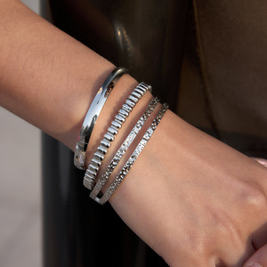 Classic Silver Plated Gold Plated Chain Link Bracelets <b>Set</b> Geometric Design <b>Bangles</b> Fashion Jewelry - Product Image 1
