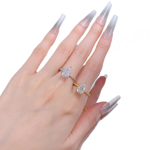 แหวนพลอยลูกแพร์ตัดรูปดอกไม้น้ำแข็งสีขาว S925สำหรับผู้หญิงขนาด7*11มม. ชุบโรเดียมเพชรดีไซน์หยดน้ำสำหรับห้องปฏิบัติการซึ่งได้รับการรับรองจากบุคคลที่สาม - Product Image 5