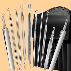 Bán buôn chuyên nghiệp công cụ làm đẹp 10-pcs Chất lượng cao mụn và mụn đầu đen extractor mụn Kit cho khuôn mặt và mũi - Product Image 2