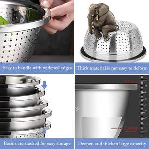 Passoire de cuisine en acier inoxydable avec égouttoir pour riz et bassine de lavage multifonctionnelle - Product Image 3