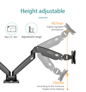 KLC-DS110-2 tinggi dapat disesuaikan Gas Spring 17-33 inci vertikal Dual <span class=keywords><strong>Monitor</strong></span> berdiri lengan komputer <span class=keywords><strong>Lcd</strong></span> <span class=keywords><strong>Monitor</strong></span> rak berdiri - Product Image 4
