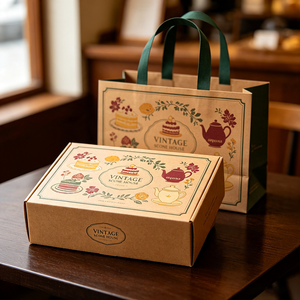 Boîte cadeau de luxe <span class=keywords><strong>Double</strong></span> Bakery Gold pour biscuits géométriques avec sac en papier, ensemble de six compartiments, emballage personnalisé, vente en gros, conception gratuite - Product Image 2