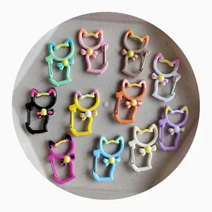 100 unids/lote 24*35MM colorido Metal gato cordón ganchos a presión broche de langosta hebillas ganchos de sujeción para llavero fabricación de joyas DIY