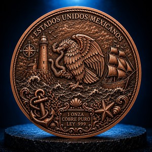 Pièce de monnaie en cuivre Libertad du Mexique, 1 once, cuivre pur à 99,9 %, ronde, Cobre Puro, Angel Liberty, badge métallique nautique océanique, gravé en 3D - Product Image 3
