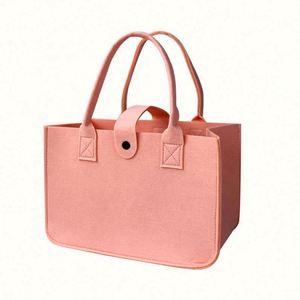 Hot Selling Portable Solid Color Storage Reusable Large Capacity <b>Thick</b> Custom Shopping <b>Felt</b> Tote Bag With Sling - Product Image 6