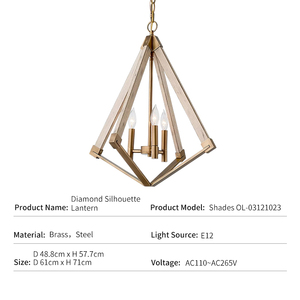 Lustre moderne en <span class=keywords><strong>laiton</strong></span>, style nordique, pour salle à manger, hall d'entrée, villa, lampe géométrique en métal, design en forme de diamant, lanterne, <span class=keywords><strong>luminaire</strong></span> - Product Image 4