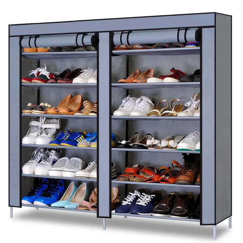 50 Paar tragbare Stoff Schuh regal Organizer Schrank für Store Stahl Doppels chicht Schuhe faltbare Matel Regal für Zuhause modern