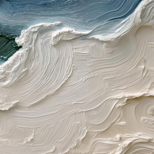 Soft Neutral Textured Ocean Painting Turquoise Wave Wall Art Panoramic Canvas Seascape Decor Decorative Arts Home Hotel Gift - Product Image 3