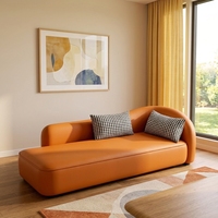 Canapé Longsen en similicuir style nordique, avec dossier incurvé en éponge, canapé-lit tendance pour chambre et gîte