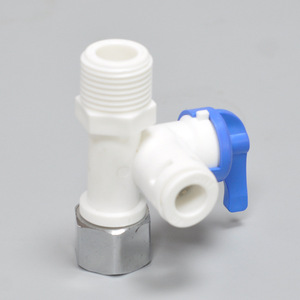 Válvula de bola de 3 vías para purificador de agua, válvula angular con tapa de acero inoxidable y conector de rosca macho para distribución de agua - Product Image 4
