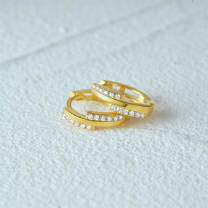 CANNER Minimalist 925 Sterling <b>Silver</b> <b>Earrings</b> 18K Gold Plated Row Cubic Zirconia Geometric <b>Hoops</b> Huggie <b>Earrings</b> <b>for</b> <b>Women</b> - Product Image 4