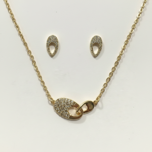 Conjunto de dos piezas de alta moda, collar de pendientes con aspecto de diamante de lujo para mujer, ropa de fiesta, Placa dorada, joyería de moda de alta calidad - Product Image 2