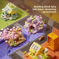 NOUVEAU Matériau ABS pour Blocs de Construction Architecturaux Street View, Boutique de Fleurs, Maison Arbre aux Fleurs de Cerisier, Décoration de Bureau