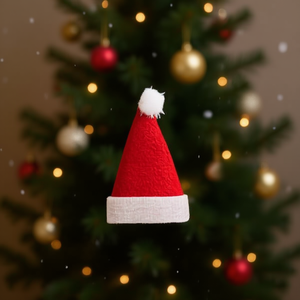 Ornamento a forma di cappello di Babbo Natale rosso 4,5x6,5 mm per decorare l'albero di Natale - Product Image 2