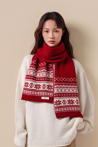 Bufanda de lana de isla justa para mujer al por mayor de fabricante, nuevo estilo de invierno 2025 estilo coreano, chal protector de cuello de punto - Product Image 6
