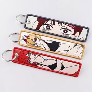 <b>Personalized</b> Keychain Double Sided Embroidery Label Anime Logo Namel Tag Embroidery Keychain Custom Anime Embroidered KeyChain - Product Image 1